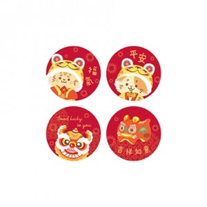  禮品貼紙 春節 吉祥喵喵 72枚/包 包裝 貼紙 春節 喵喵 貓